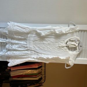 White open back lace top